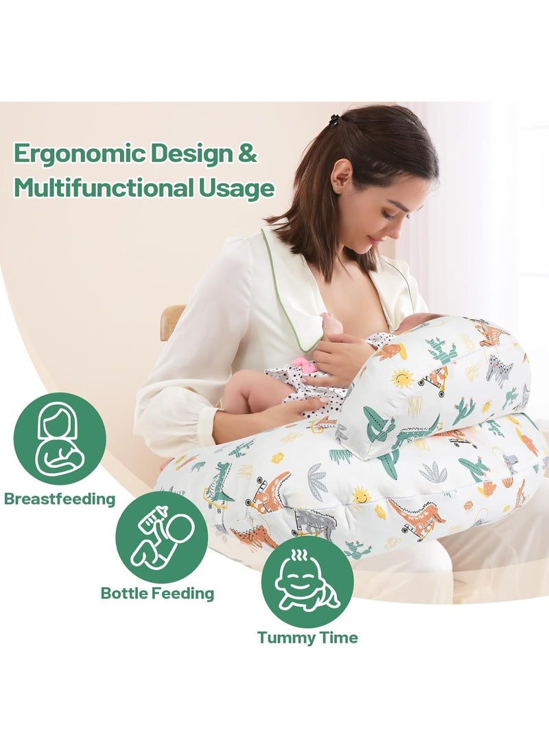Bukela Nursing Pillow, More Support for Mom and Baby, Removable Cotton Cover and Colorful Animal Patterns, Machine Washable, Plus Size Baby Pillow, White, Pallet of Product - Image 5